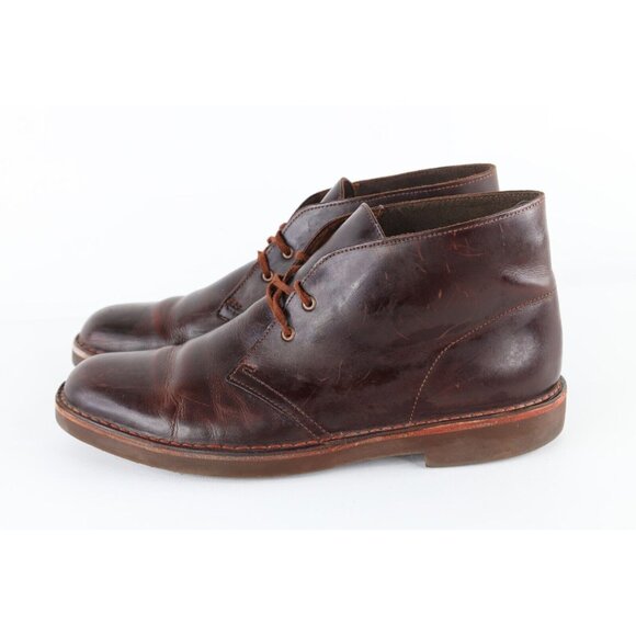 Vintage Clarks Mens 11 M Distressed Leather Ankle Chukkas Chukka Boots Oxblood main image 4